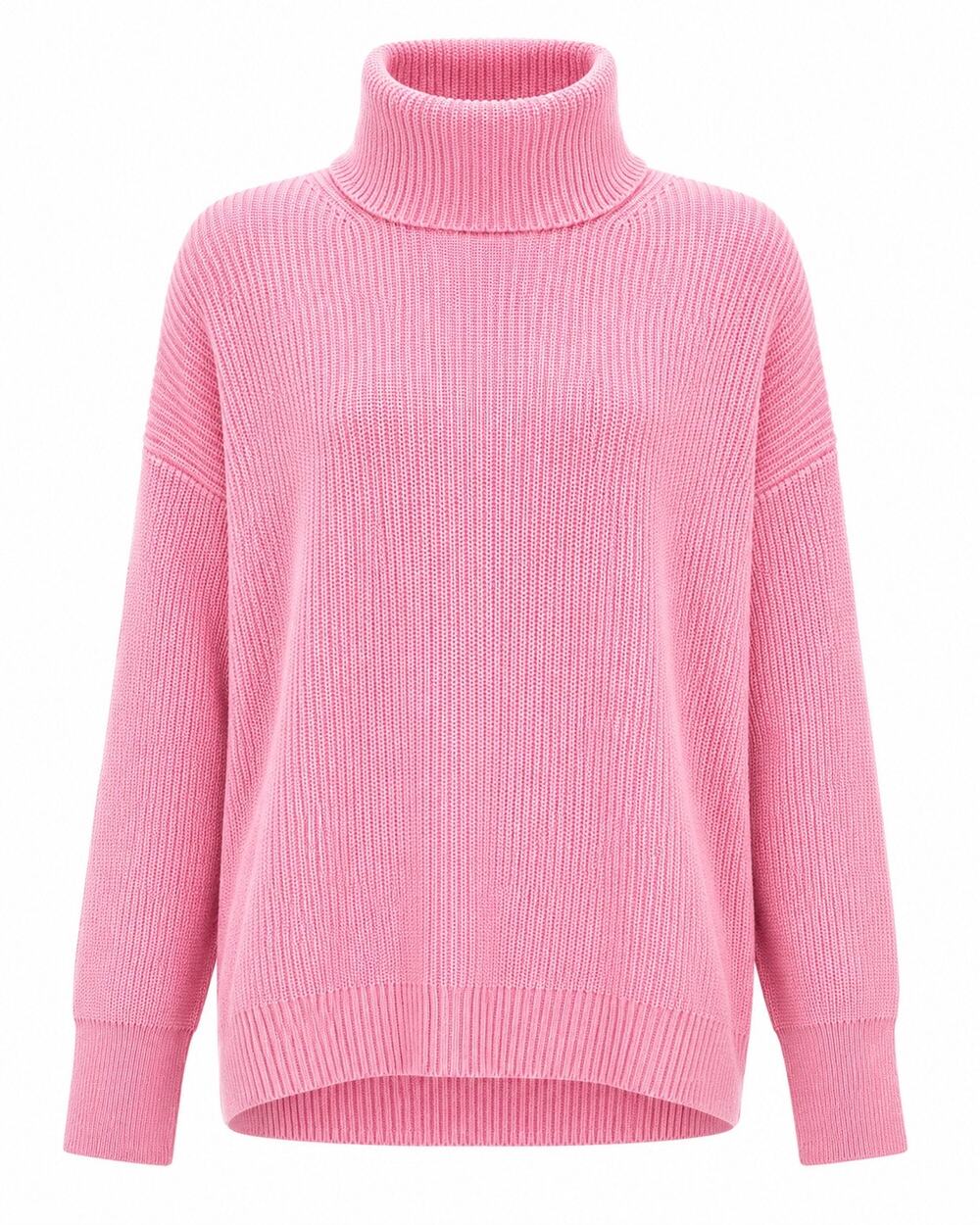 J.CREW Pink Cotton Cashmere Turtleneck Sweater Oversized Longline Relaxed Medium